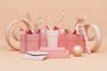 platform display pink pastel sweet. celebrate new year eve party present birthday christmas countdown event national holiday gift.