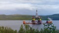 Floating drilling platform in the Kola Bay