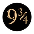 Platform 9 3 4 icon, emblem vector. Royalty Free Stock Photo
