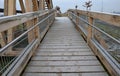 Platform of a lookout tower made of oak logs and planks with barrier-free access for seniors and the immobile. wheelchair ramp. me