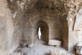 The platform with loophole on the corner tower in the medieval fortress Ash Shubak, standing on a hill near Al Jaya city in Jordan