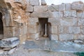 The platform with loophole on the corner tower in the medieval fortress Ash Shubak, standing on a hill near Al Jaya city in Jordan