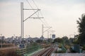 Platform in a modern train station on a suburban electrified line of the commuter railway network of Belgrade, Serbia.