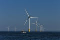 Offshore platform windmills of Rampion windfarm off the coast of Brighton, Sussex, UK