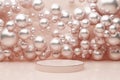 platform pearl pink gold makeup stand display luxury stick short round circle product powder float cosmetic sweet girl small pearl