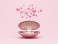platform pearl pink shine sea shell jewelry gemstone luxury pink gold oyster iridescence girl feminine beauty concept stand.