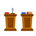 Platform for political debates and discussions. Pedestal with colored flags Royalty Free Stock Photo