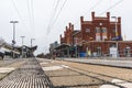 Platform at the railway station of the german city called Warburg Royalty Free Stock Photo