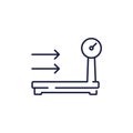 platform scales icon, weight machine line vector