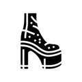 platform shoes disco party glyph icon vector illustration