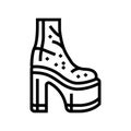platform shoes disco party line icon vector illustration