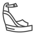 Platform shoes line icon, Summer concept, Women fashionable sandal on high platform sign on white background, Platform