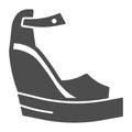 Platform shoes solid icon, Summer concept, Women fashionable sandal on high platform sign on white background, Platform