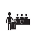 Platform speech black vector concept icon. Platform speech flat illustration, sign