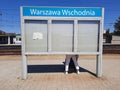 platform of station warsaw eastern empty notice board