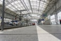 Platform and structure of central railway station travelers and