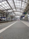 Platform and structure of central railway station travelers and