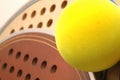 platform tennis Balls and paddles macro