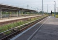 The platform and the tracks of SchÃÂ¶nefeld Flughafen S-Bahn train station, Berlin, Germany. Royalty Free Stock Photo