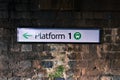 Platform 1 train station direction sign Royalty Free Stock Photo