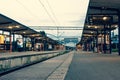A platform at a train station in Sweden Royalty Free Stock Photo