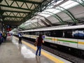 Platform of the Metro de Medellin Colombia with people waiting