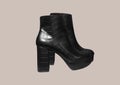 Platform women`s snakeskin boots Royalty Free Stock Photo