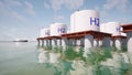 Platforms in the ocean Hydrogen h2 sea. Energy storage system Sustainable Clean Renewable energy