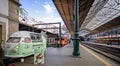 Platforms and yoghurt van inside Sao Bento Railway station in Porto, Portugal Royalty Free Stock Photo