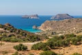 Plathiena beach with cliffs and vegetation