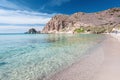 Plathiena beach with crystalline water on Milos island in Greece