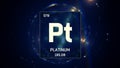 Platinum as Element 78 of the Periodic Table 3D illustration on blue background