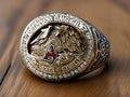 Platinum baseball ring for winning a game that didn\'t exist. Macro.