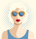 Platinum blonde woman wearing fashionable sunglasses