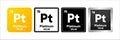 Platinum chemical element with 78 atomic number, atomic mass and electronegativity values. Periodic table concept. Logo