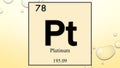 Platinum chemical element symbol on yellow bubble background