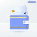 Platinum credit card and wallet icon symbols. payments, online banking, money transfers concept. 3D vector isolated illustration Royalty Free Stock Photo