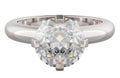 Platinum Diamond Engagement Ring, 3D rendering Royalty Free Stock Photo
