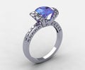 Platinum diamond lilac amethyst bridal ring