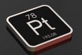 Platinum element from periodic table on black square block