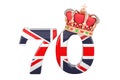 Platinum Jubilee of Elizabeth II, 70th anniversary of the accession of Queen Elizabeth II , 3D rendering Royalty Free Stock Photo