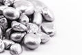 platinum nuggets isolated. Precious metal known as another white luxury concept
