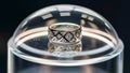 Platinum Ring with Diamonds on Glass Dome Royalty Free Stock Photo