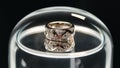 Platinum Ring with Diamonds on Glass Dome Royalty Free Stock Photo
