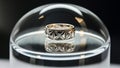 Platinum Ring with Diamonds on Glass Dome Royalty Free Stock Photo