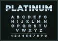 Platinum Silver Metallic Font Set. Letters, Numbers in Vector Royalty Free Stock Photo
