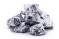 Platinum stones or nuggets, noble metal, used in the production of catalysts, luxury jewelry, mining industry or geology Royalty Free Stock Photo