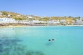 Platis Gialos beach, Mykonos, Greece Royalty Free Stock Photo