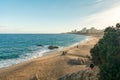 Sunset in Mediterranean beach in Costa Brava, Platja d Aro,Catalonia,Spain Royalty Free Stock Photo