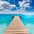 Platja de Alcudia beach pier in Mallorca Majorca Royalty Free Stock Photo